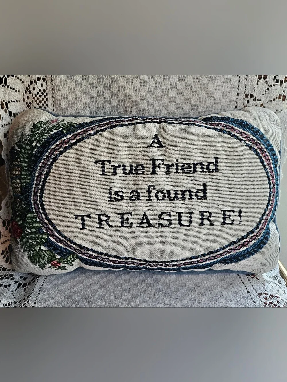 90's Needlepoint Decorative Pillow